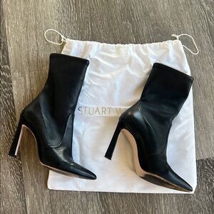 Stuart Weitzman Black Leather Women's Booties